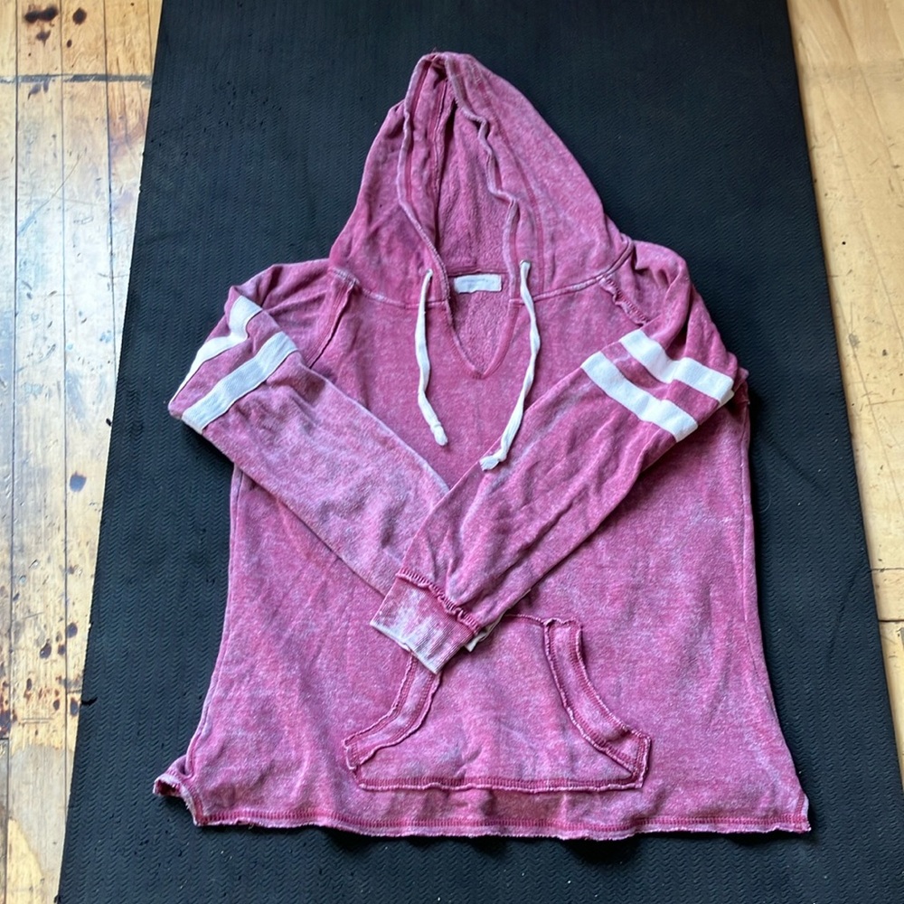 Ocean Drive Pink Hooded Sweatshirt with White Stripes Size L NWOT